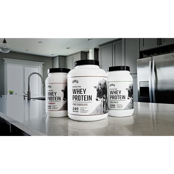Levels Grass Fed 100 Whey Protein, No Hormones, Pure Chocolate, 5LB