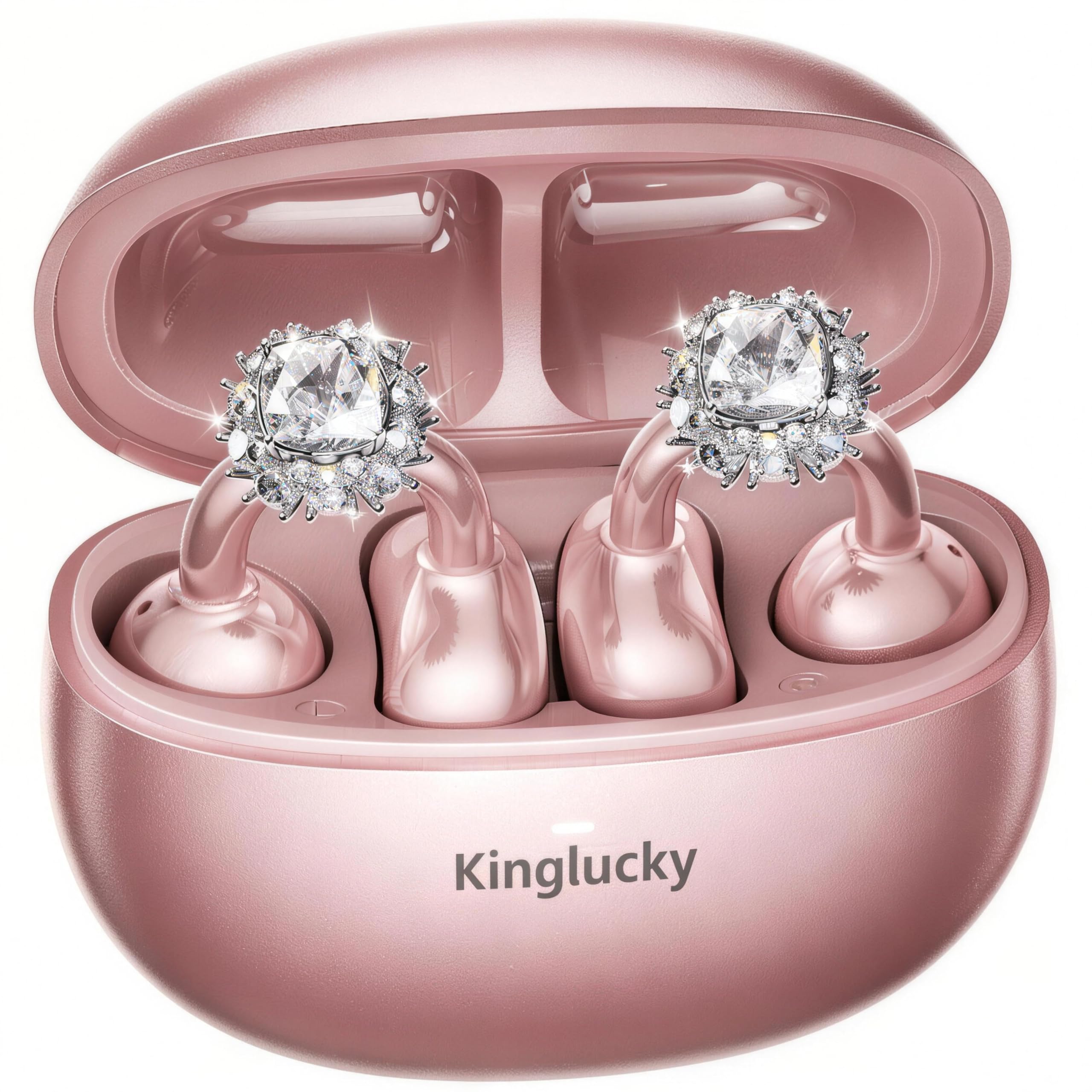 Auricolari Cablati In Silicone Bianco Gioiello - Con Custodia Rigida Cristallo E Look Diamante