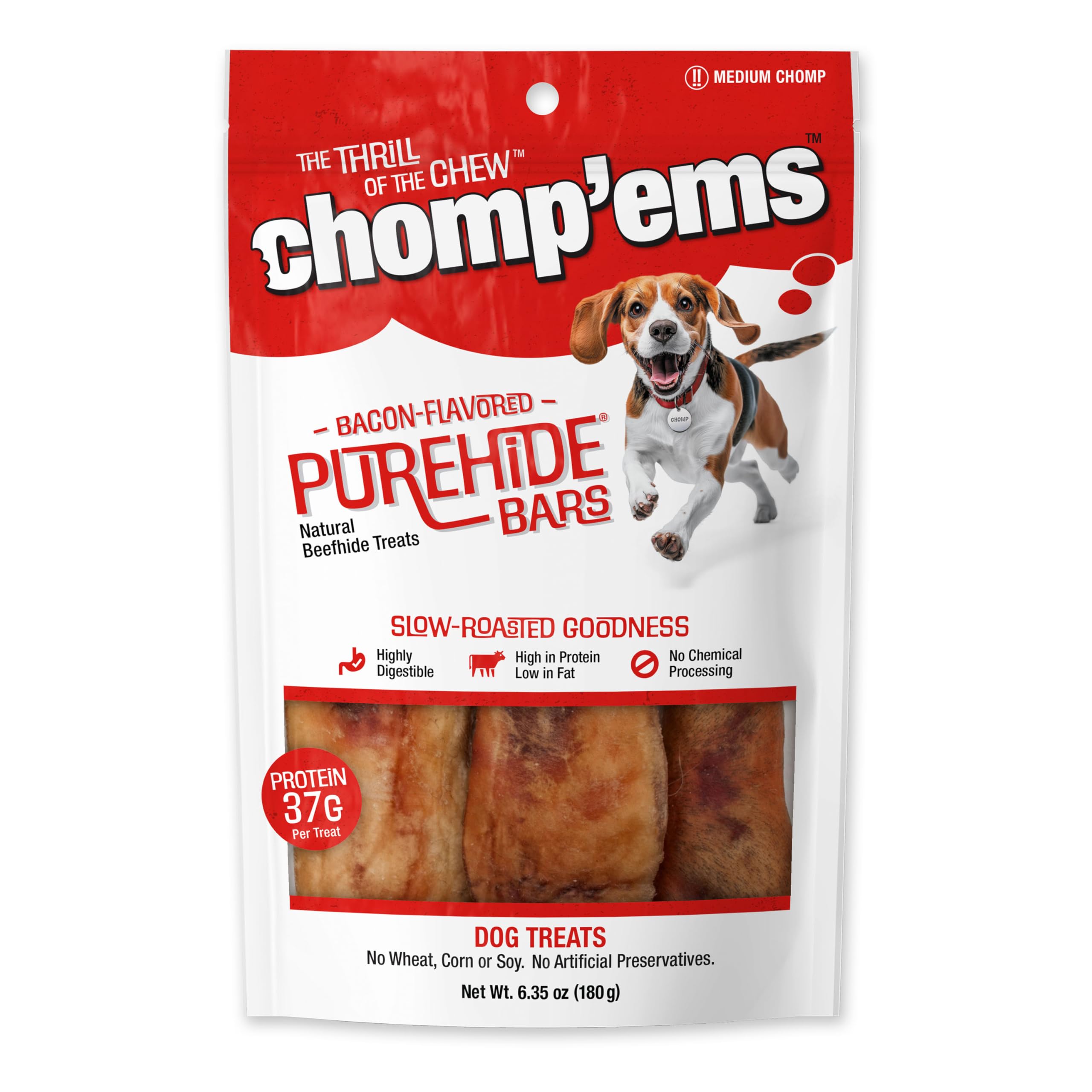 CHOMP 'EMS Ruffin' It 21000 Purehide Bars Dog Chew, 6.35 oz