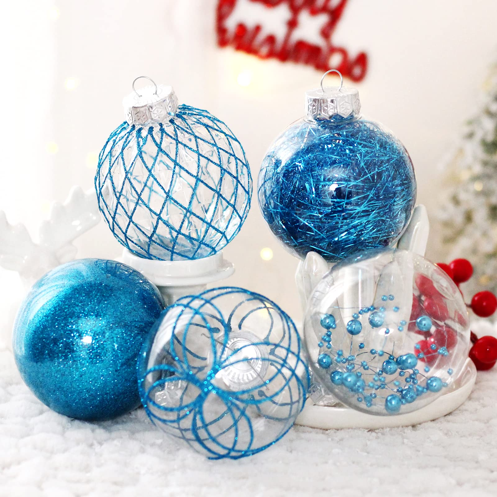 Adornos de bola de Navidad de 20 quilates, 3.15 pulgadas, transparentes, inastillables, bolas de Navidad grandes para árbol de Navidad, decoraciones de fiesta de vacaciones