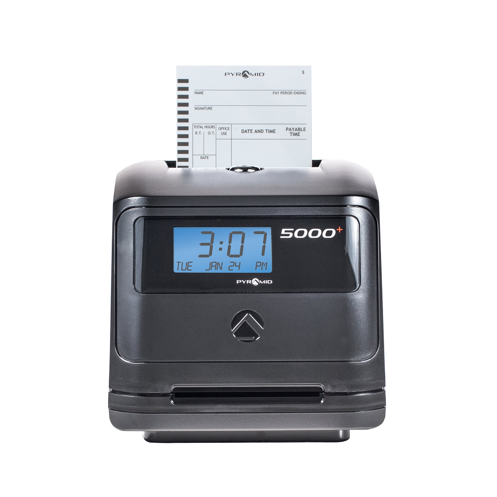 Pyramid Time Systems - Model 5000 Auto Totaling Time Clock, Employee in/Out Time Tracker for Small Business, Includes: 25 Time Cards,1 Ink Ribbon Cartridge, 2 Security Keys and User Guide - Black