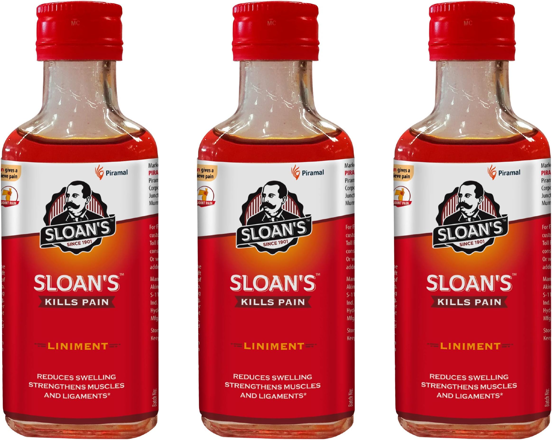 Sloan's Liniment | 100% Ayurvedic | Kills Severe Muscle and Joint Pain | Reduces Swelling & Strengthens Muscle and Ligaments | Since 1901 | 71 ml x Pack of 3