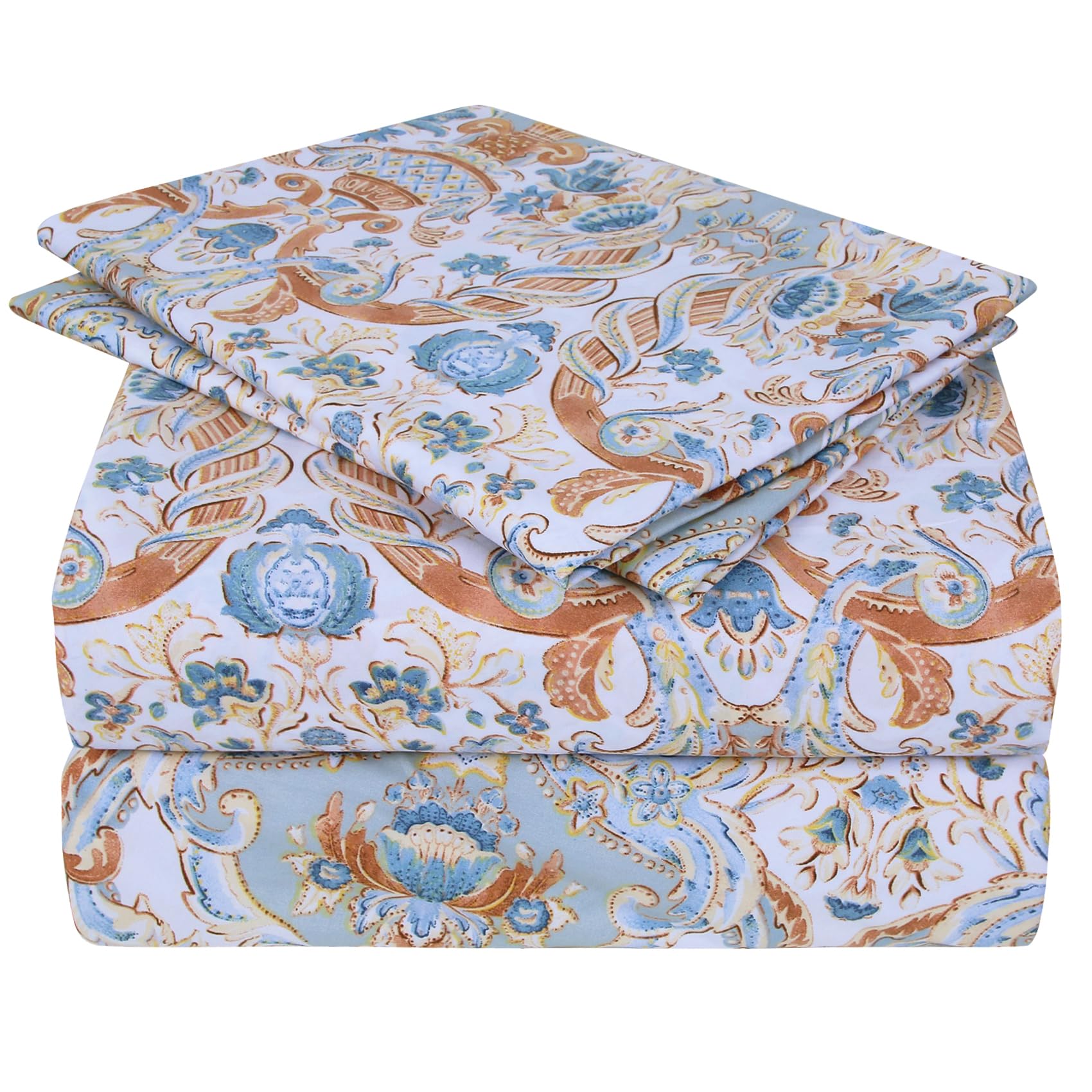 JSD Vintage Paisley Printed Sheet Set Queen Size, 4 Piece Soft Pattern Microfiber Sheets Extra Deep Pocket โ image 1
