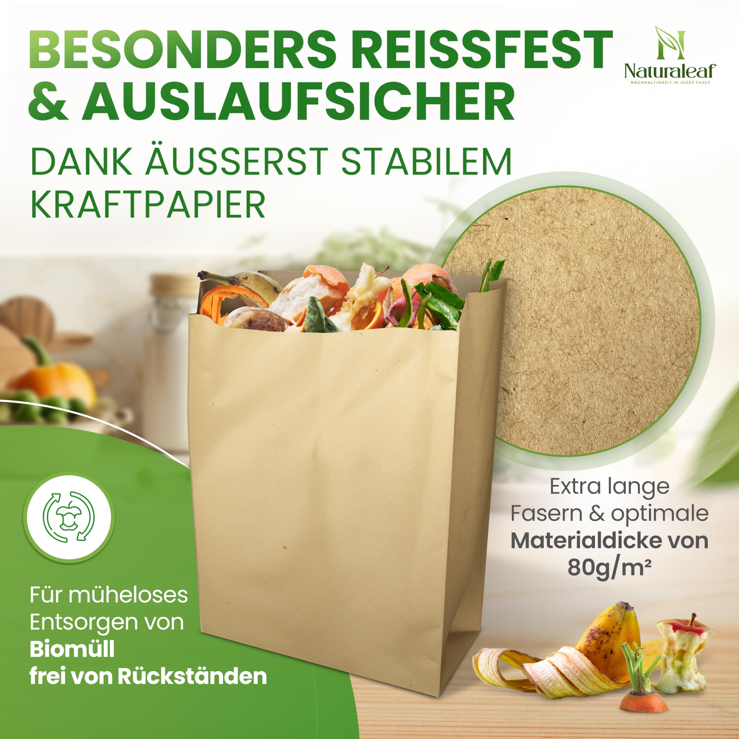 Biomüllbeutel 20L | 100 Stück | Extra Nass- & Reißfest