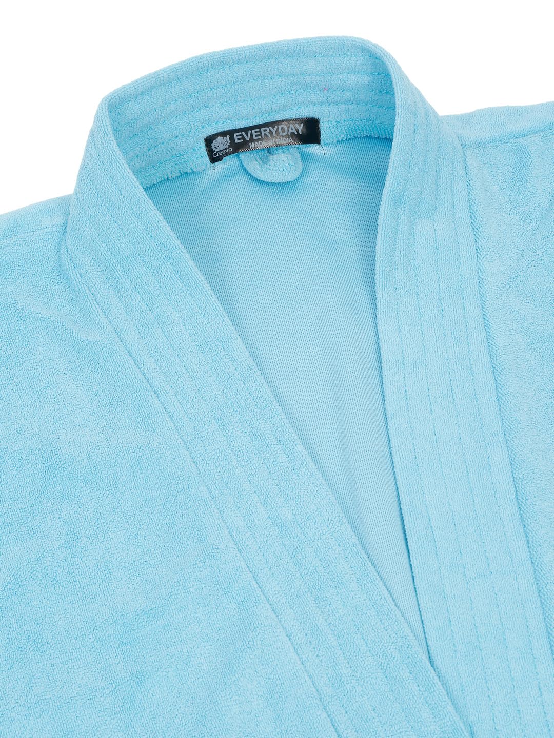 CREEVA Everyday Unisex Micro Terry Bathrobe Collection With kimono collar and 1 Pocket, 3/4 Sleeve Bath Robe Super Soft Light Weight - Ocean Blue - Image 6 thumbnail