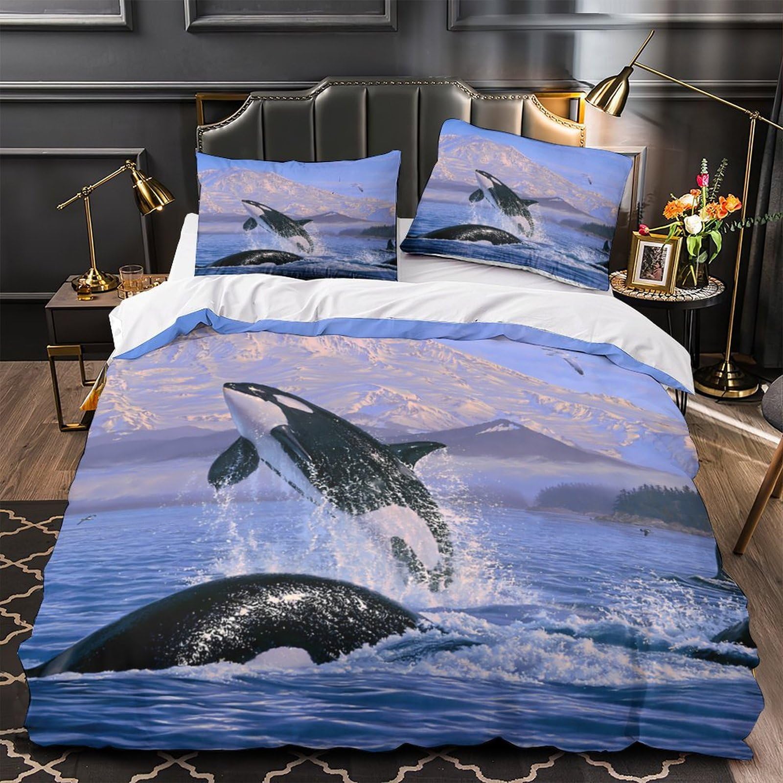 Housse de couette 260x220cm fermeture éclair avec motif coquillage marin