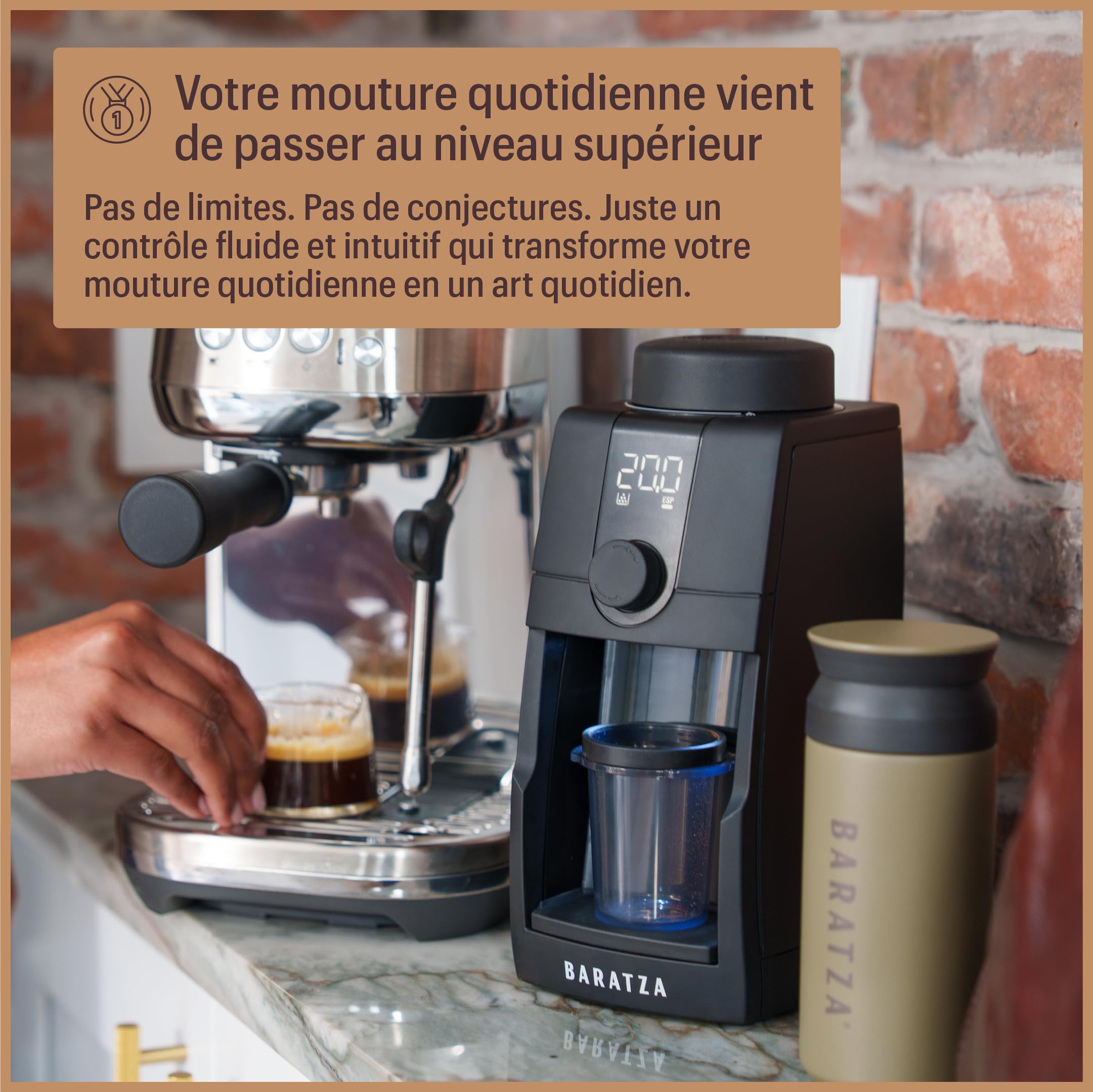 Baratza Encore ESP Pro Moulin à Café | Réglage en Continu, Technologie Antistatique, 2 Modes de Dosage, Trémie de 300 g, Meules Coniques de 40 mm, Facile à Nettoyer