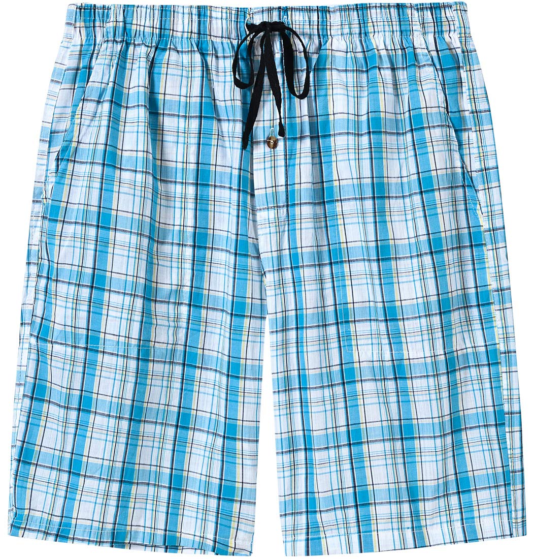 MoFiz Hombre Pantalón Corto de Pijama Casual Shorts a Cuadros de Algodón con Bolsillos