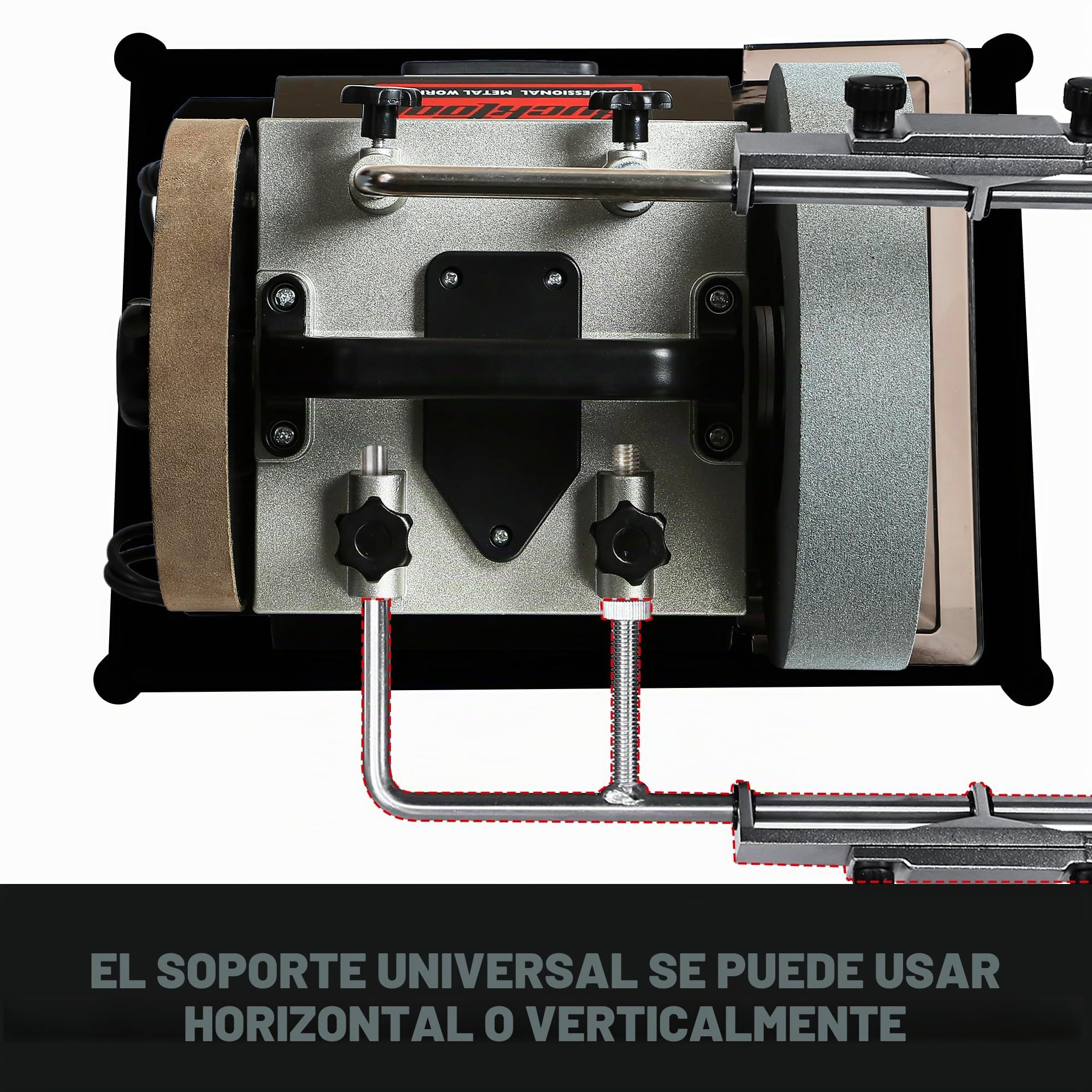 BUCKTOOL Afilador de velocidad variable de 250 mm, 90-160 rpm, sistema de afilado húmedo y seco de grano 220 refrigerado por agua en dos direcciones