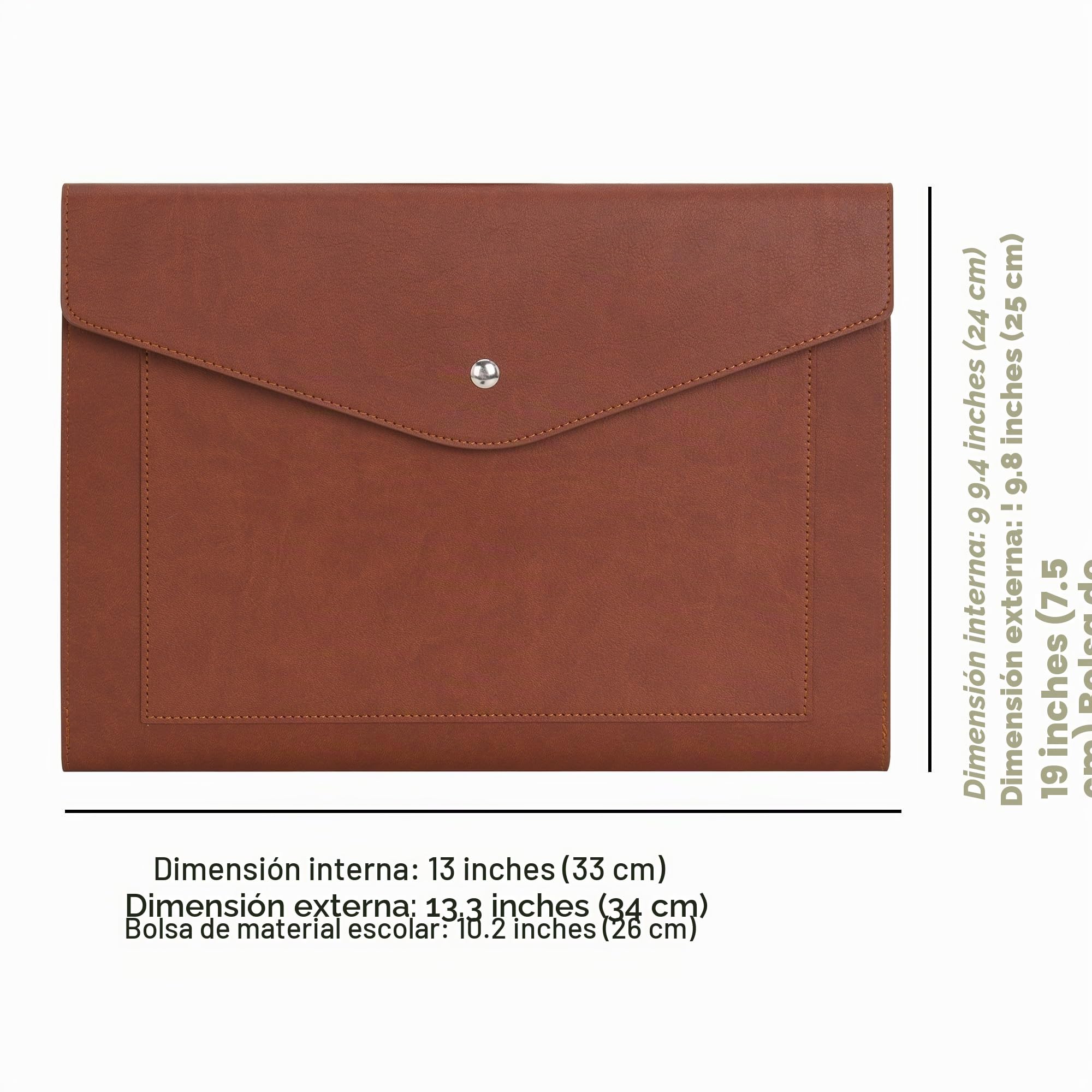 Wason A4 PU Cuero Sobre Estuche para Documentos Archivo, Tamaño Grande, Marrón Oscuro