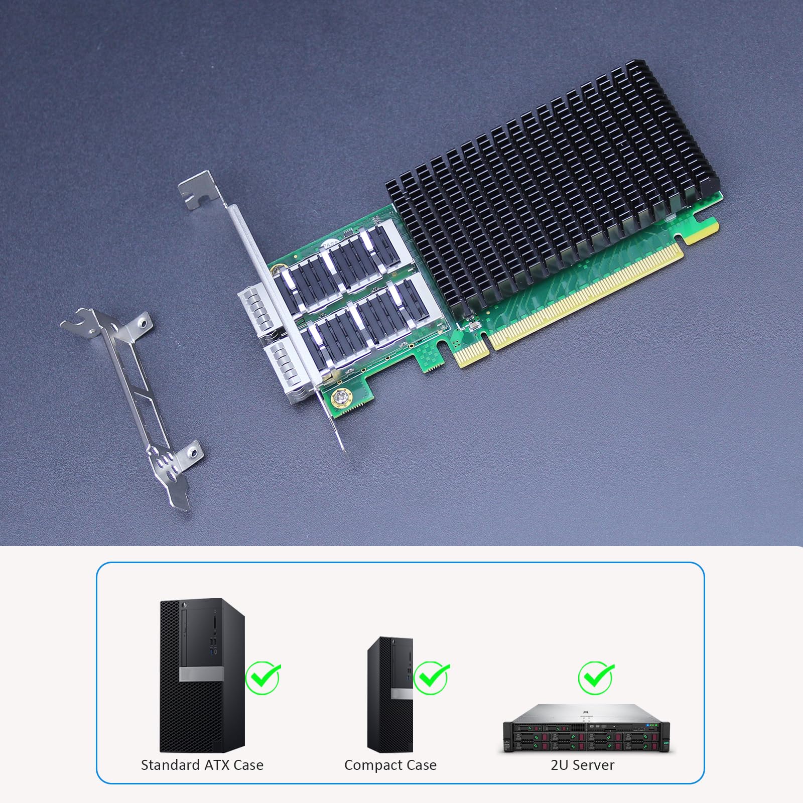 GLOTRENDS ST7338 2 porte da 100Gb QSFP28 Scheda di rete Ethernet con controller Mellanox ConnectX-5, interfaccia PCIe 3.0 X16, RDMA (RoCE), non Infiniband