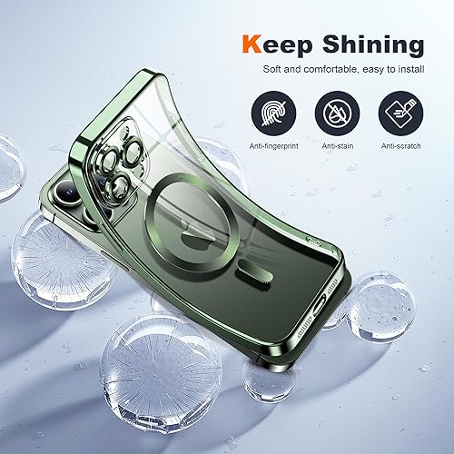 Miniatura 10 de SKYLMW Matallic Magsafe - Funda transparente brillante para iPhone 13 con protección completa de la cámara chapada fuerte atracción magnética Funda