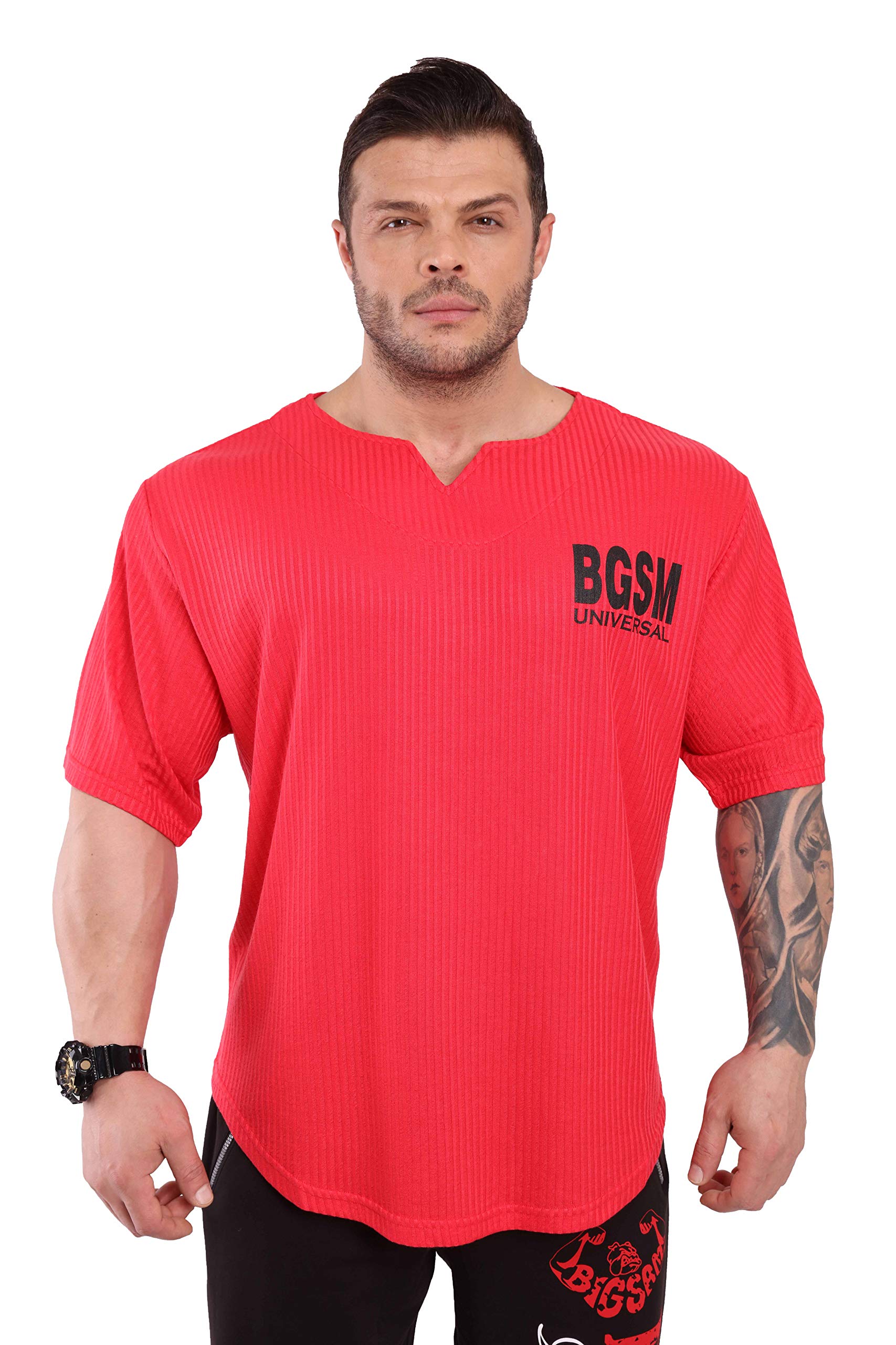 BIG SAM SPORTSWEAR COMPANYMen's Oversize T-Shirt | Bodybuilding, Cardio Rag Top Activewear Short Sleeve Tee