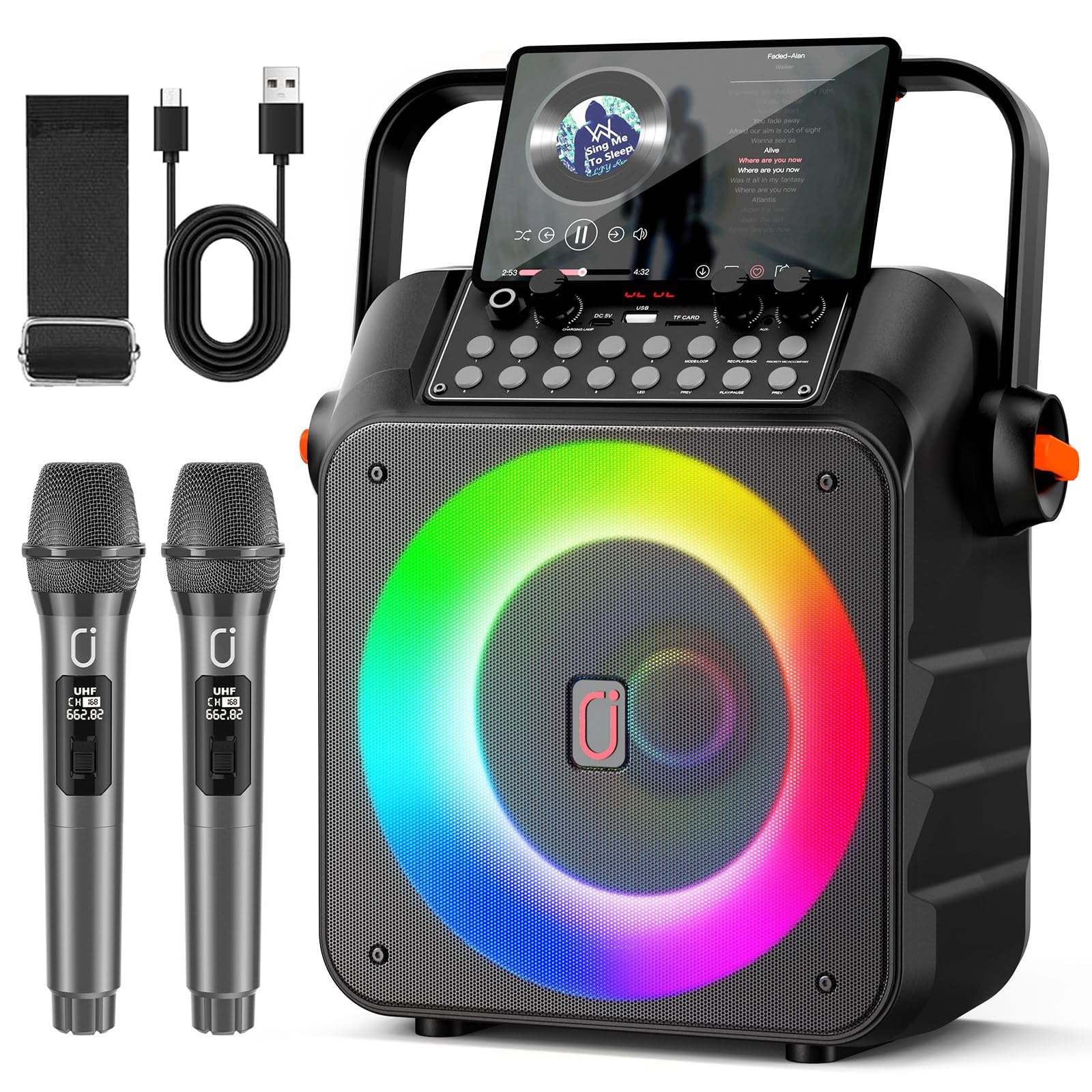 Karaoke machine voor volwassenen/kinderen karaoke set met 2 draadloze
