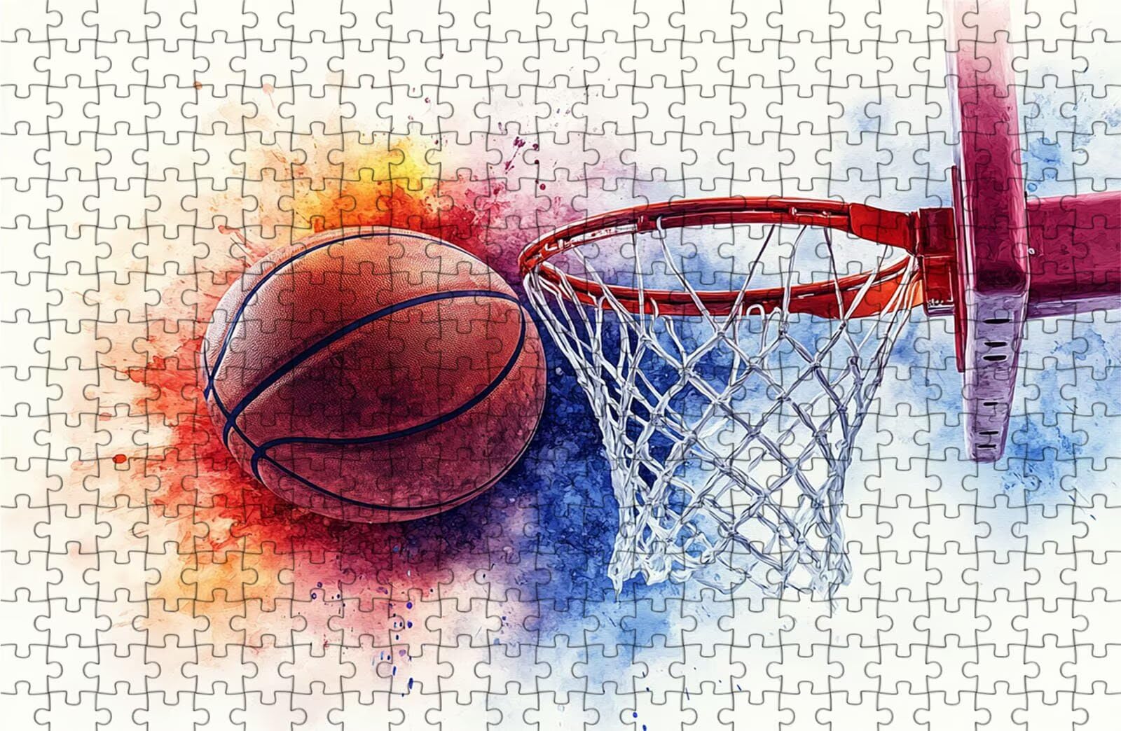 Puzzle 1500 Piezas, Baloncesto Puzzle 1500 Piezas Adulto 90 x 60 CM, Puzzles Madera Deportes Exquisito Embalaje en Caja de Papel, Bolsa de Malla Portátil para Regalo Hombre Decoracion Pared RXPT-1097