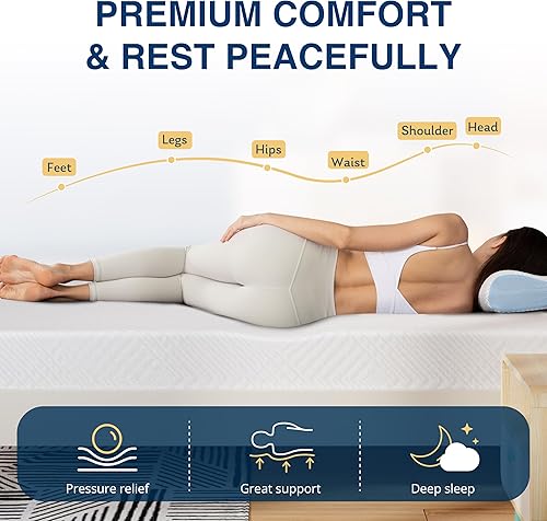 Miniatura 5 de EGOHOME - Colchón individual para niños, de espuma viscoelástica refrescante de gel de té verde de 6 pulgadas en una caja, fabricado en Estados