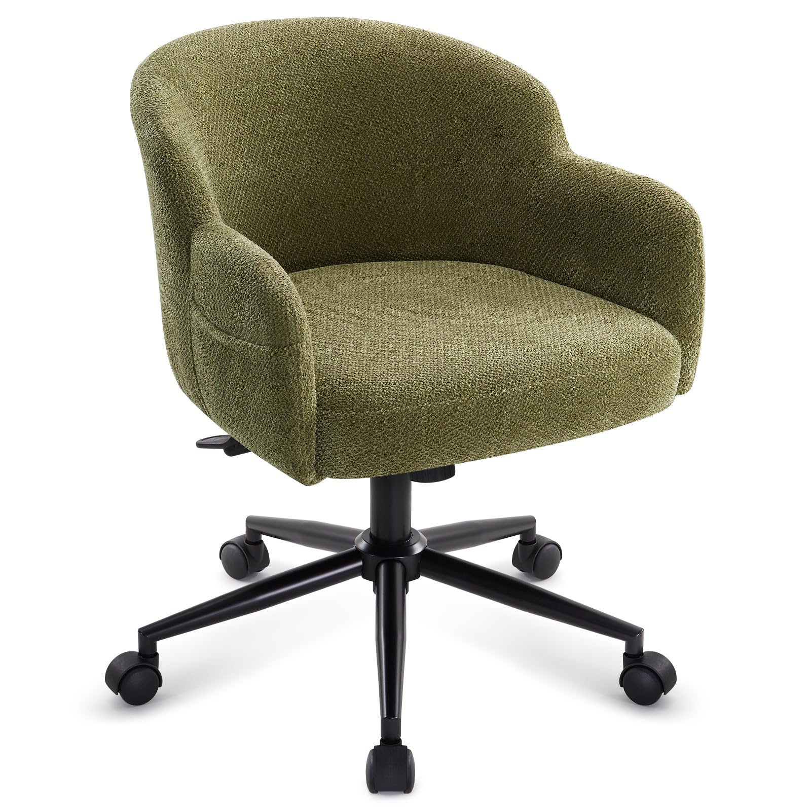 IWMH Bürostuhl,Schreibtischstuhl,Modern Homeoffice Stuhl mit Seitentasche | Höhenverstellbarer Schminkstuhl, Drehstuhl für Arbeitszimmer, Schlafzimmer und Dressingraum (Grün)