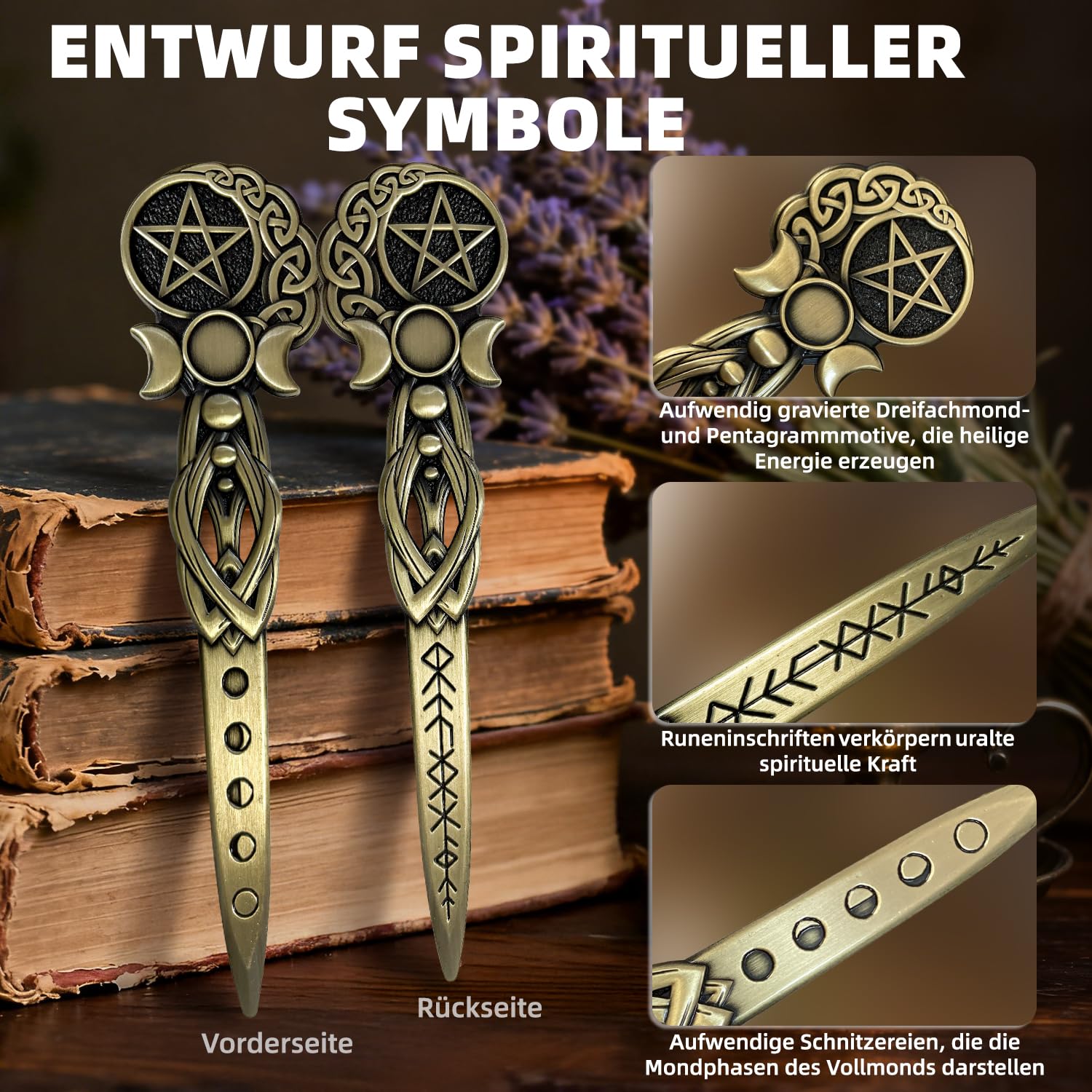 Metall-Brieföffner, Triplemoon Vintage-Brieföffner, 15,5 cm langer, eleganter Brieföffner für Frauen, Brieföffner für das Homeoffice (goldfarben)