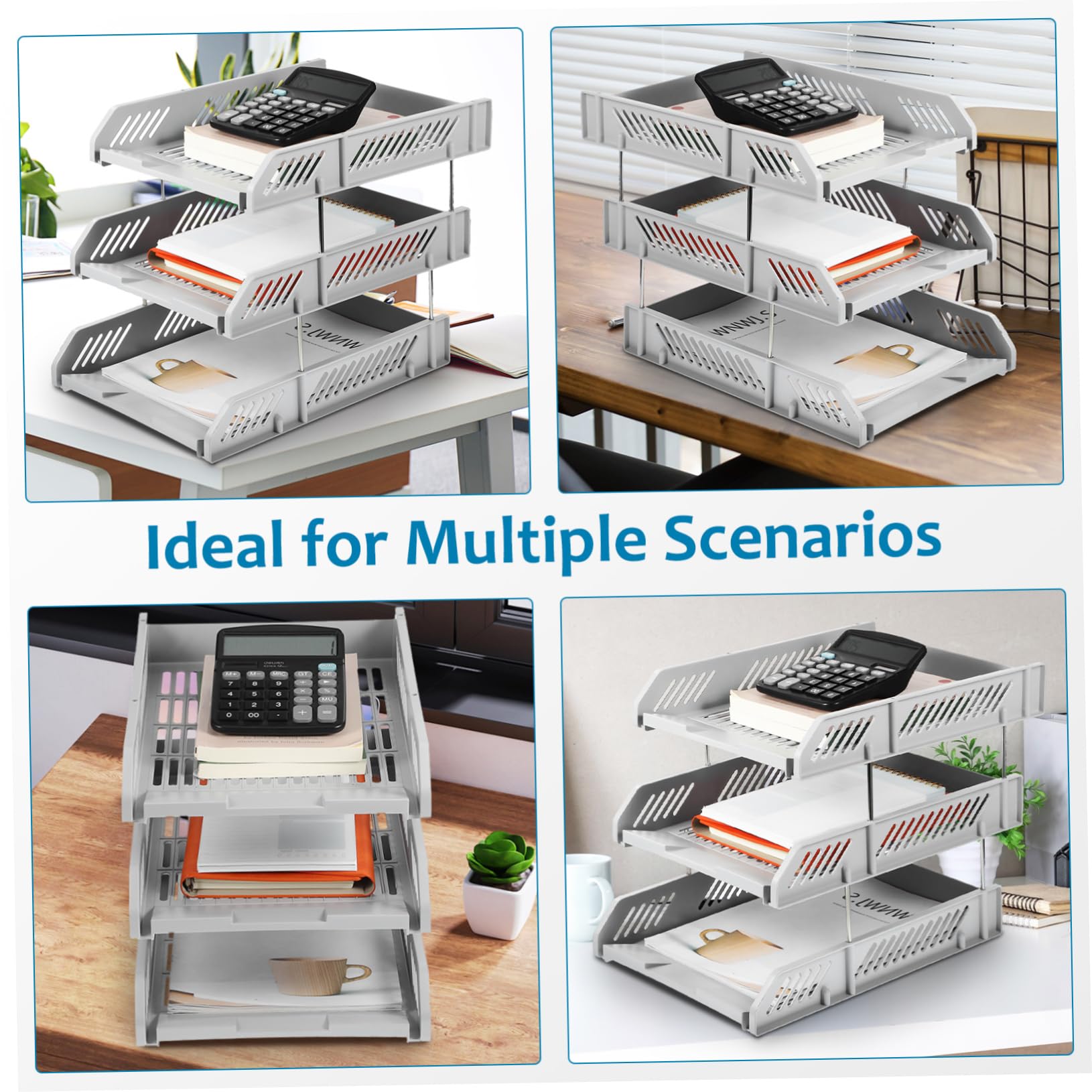 Organizador de Archivos Horizontal de Plástico de Varios Niveles | Bandeja para Cartas, Almacenamiento Multicapa, Estable y Resistente, Estilo Elegante para Oficina