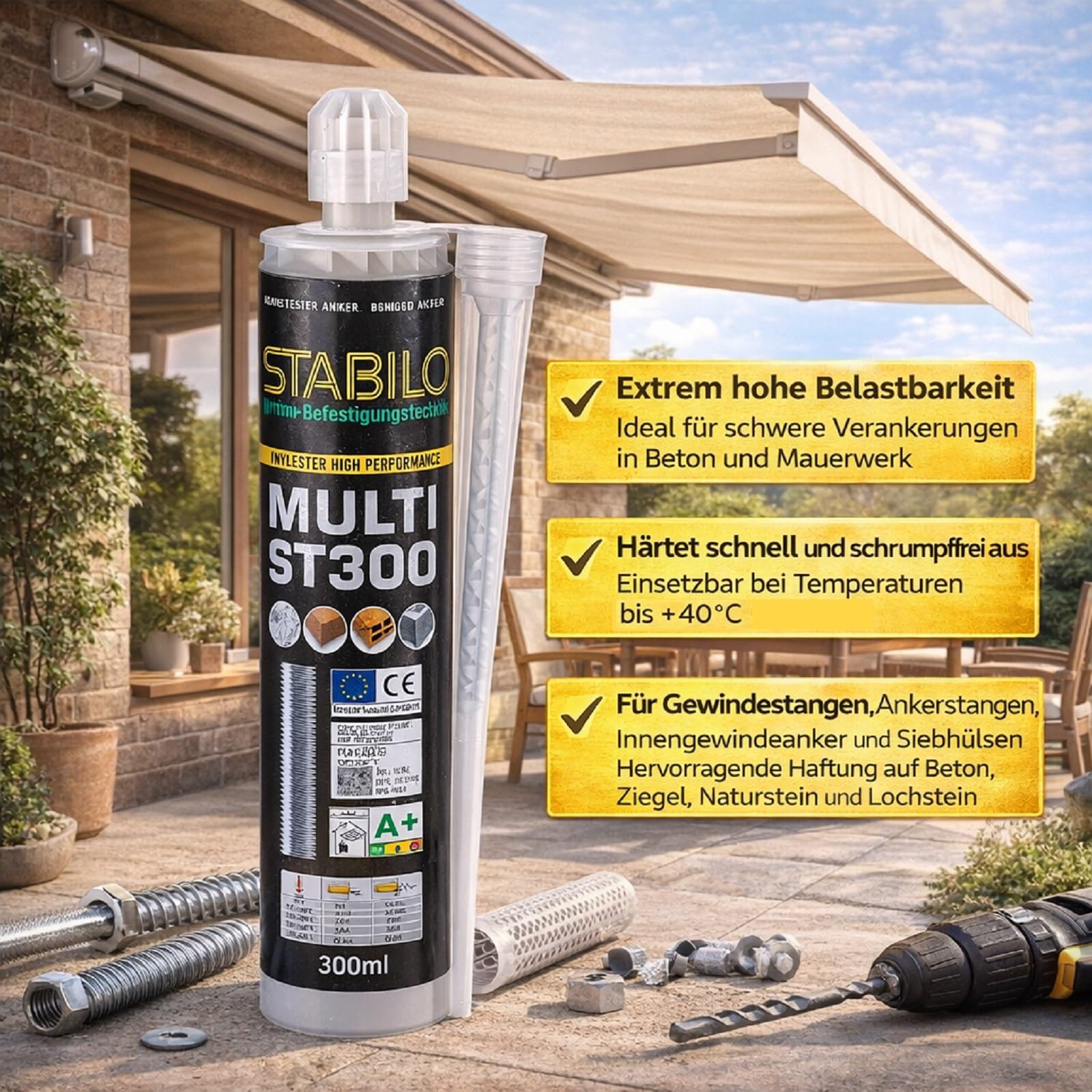 12x Verbundmörtel 300ml | Injektionsmörtel, Mörtel mit Option 7 & ETA-Zulassung | 12 Stück
