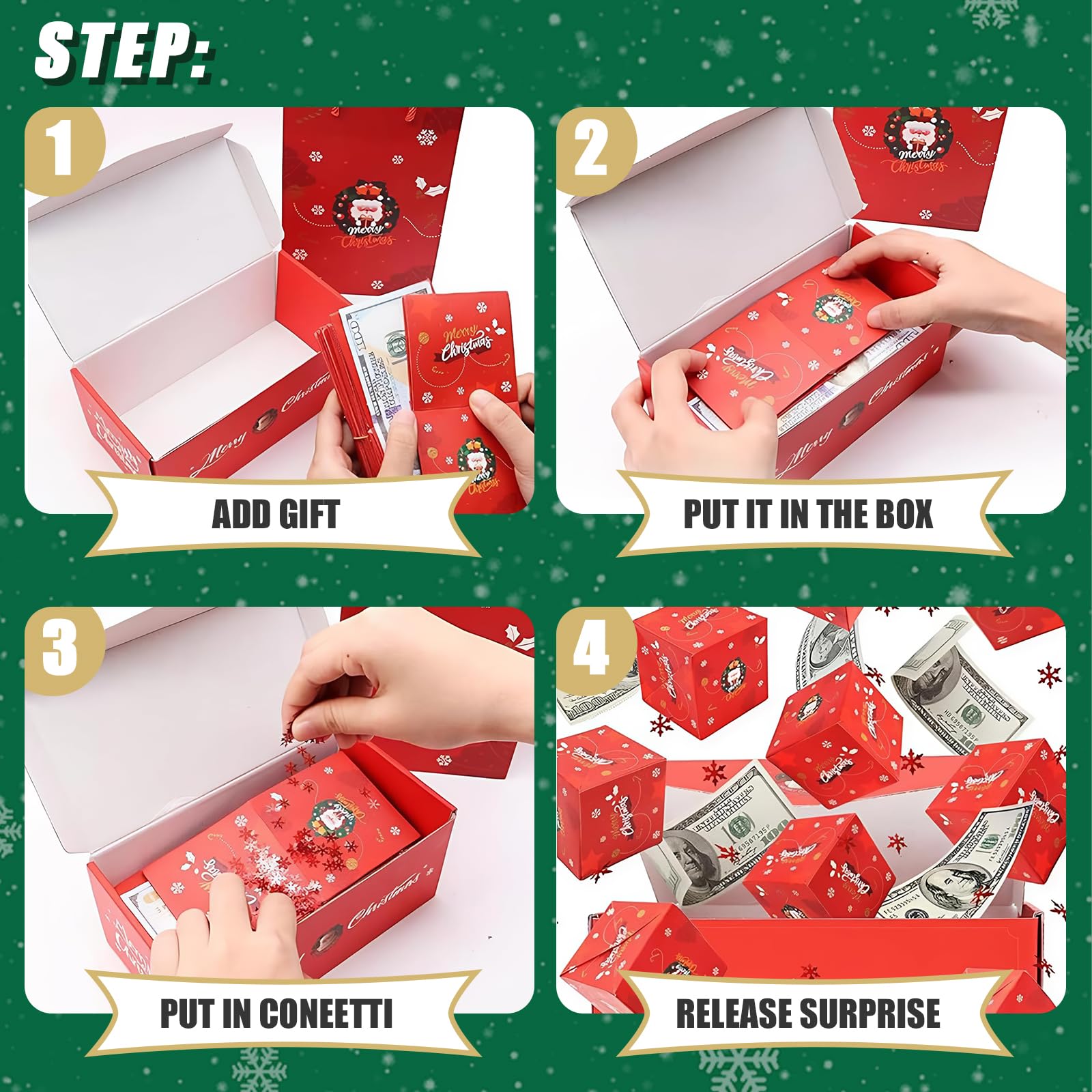 Caja de regalo sorpresa de 12 piezas, caja sorpresa de Navidad 2024, caja de regalo de explosión para dinero, caja de regalo desplegable para dinero en efectivo, juego de caja de regalo sorpresa de