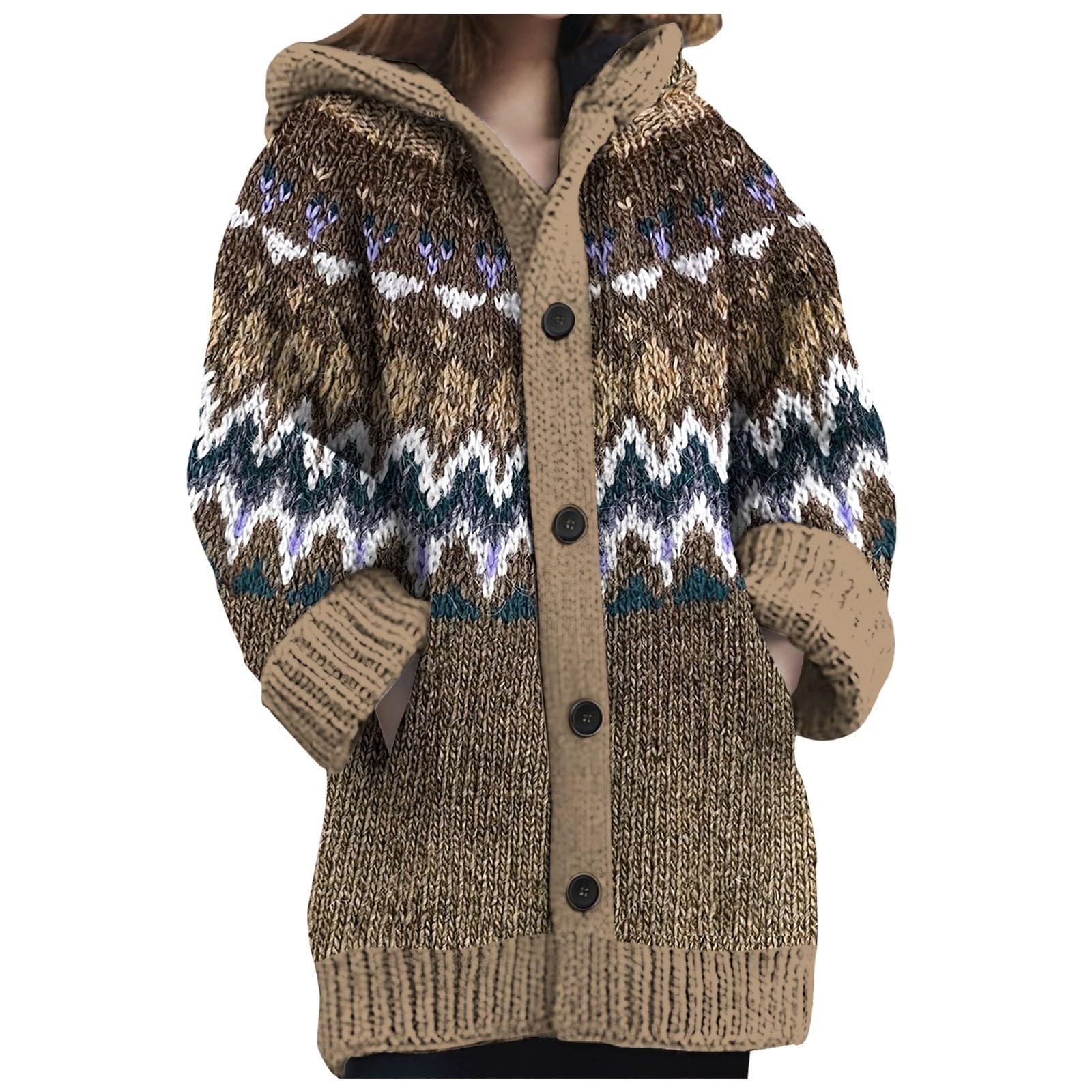 Wintermantel Damen Lang Strickjacke Dicke Mantel Winter Warm Strickmantel Elegant Grobstrickjacke Mit Knöpfen Longstrickjacke Oversize Strickjacken Mit Taschen Kapuzenjacke Langarm Winterjacke