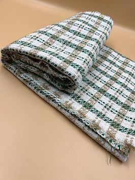 Ye il Bej Ekose Desenli L ks T vit Kuma    Kal n Dokulu K l k Ceket & Kabanl k Kuma  | 150 cm En | ELNSAN10
