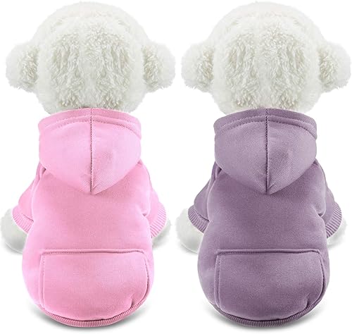 2 sudaderas con capucha para perro de invierno para perros pequeños, con bolsillo, abrigo de algodón para chihuahua, ropa para disfraz de cachorro