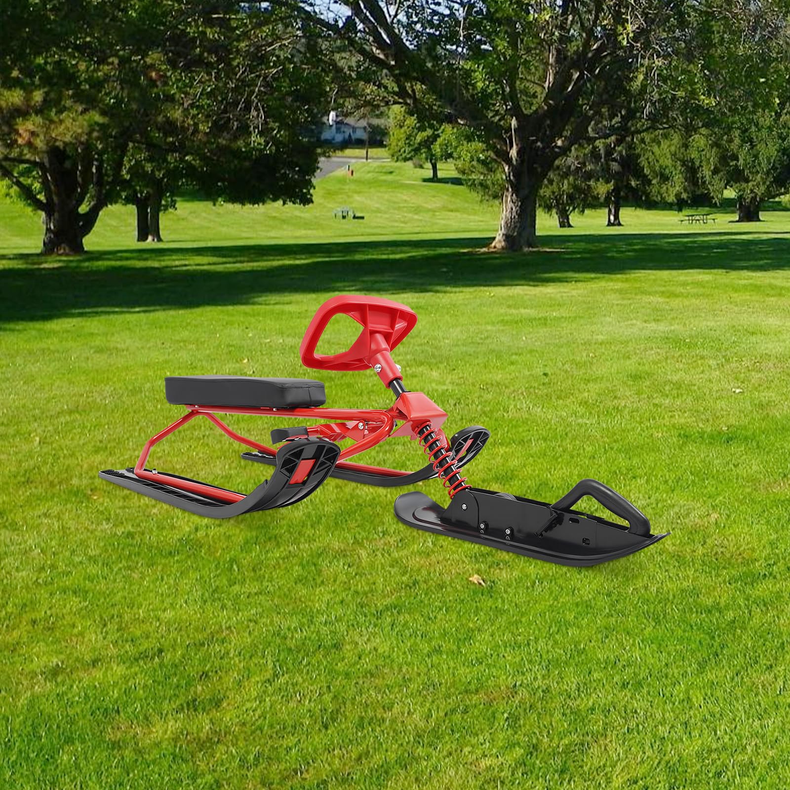 Luge d'hiver avec volant, luge de ski pour adultes avec volant pour sports d'hiver, snowboard avec grande capacité de charge jusqu'à 100 kg, pour le ski et la luge par temps froid