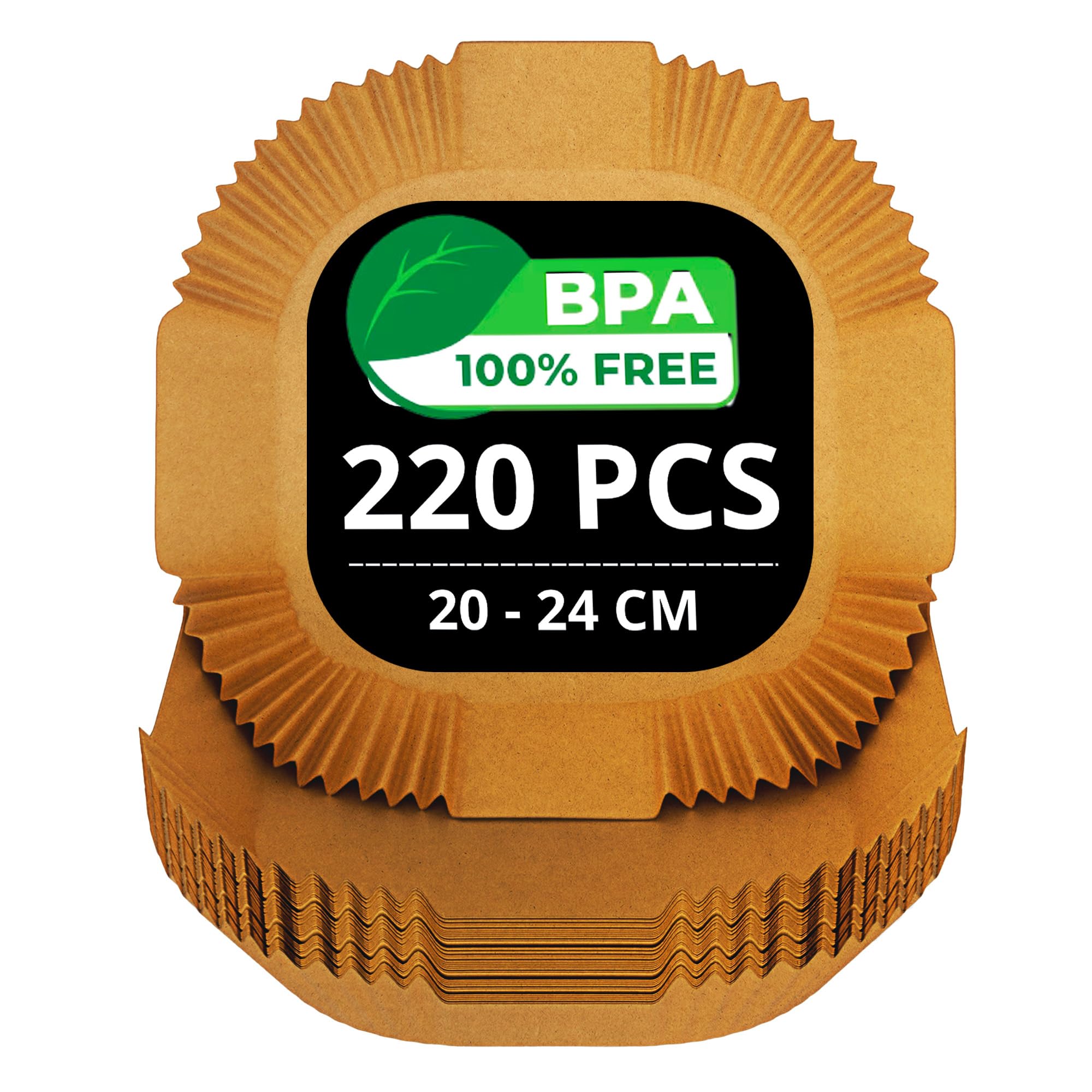 200/220 Pieces Air Fryer Paper 20-24 cm BPA Free | Air Fryer Accessories in Square and Flat Format | Compatible for 5-7 Litres (220 Units Basket)