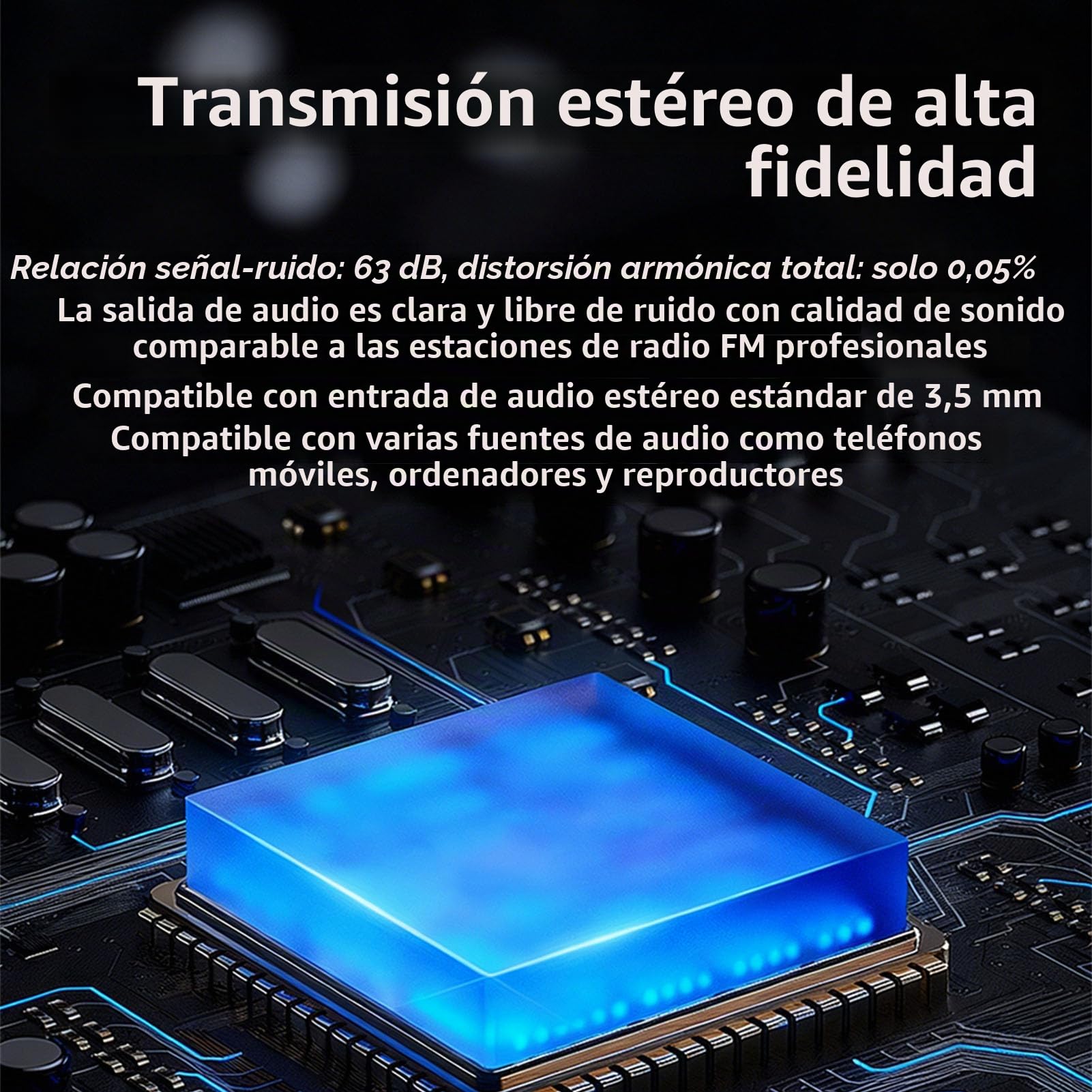 Jectse Módulo Transmisor FM Digital, Transmisor Estéreo FM 2000M 500mW, Conector de 3,5 Mm, Puerto USB C, para Estación de Radio Pequeña, Teléfono, PC, MP3 (Black)