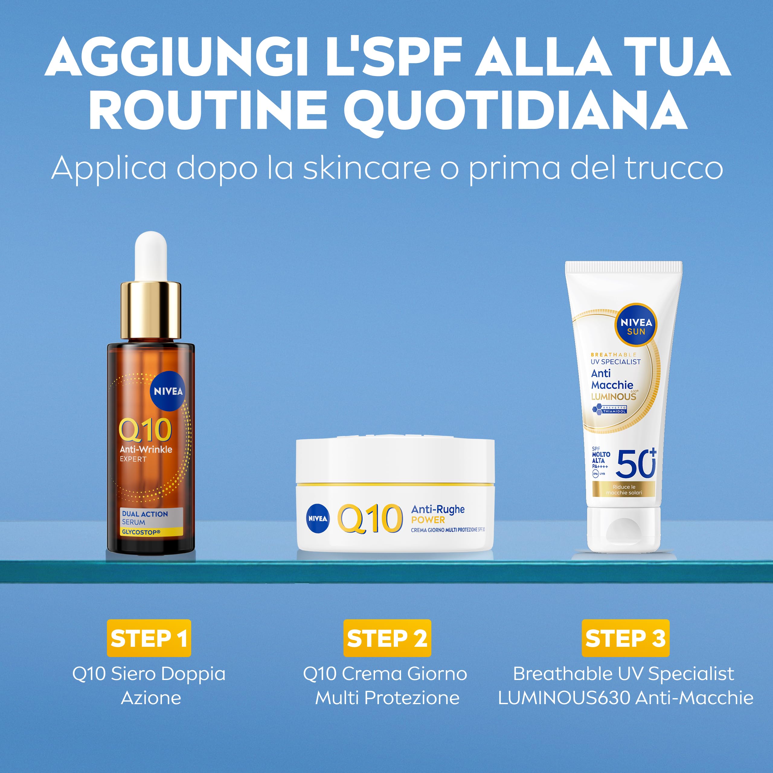 NIVEA SUN Luminous630 Crema Solare Viso SPF 50+ 40 ml, Protezione solare anti-macchia in fluido leggero, Crema antimacchie viso con Thiamidol brevettato, Non comedogenica, Tutti i tipi di pelle