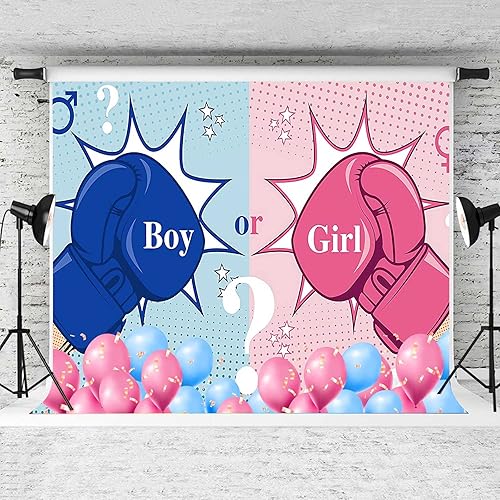 Miniatura 2 de Fondo de boxeo, vinilo de 5 x 3 pies, tema de revelación de género, fondo de fotografía para decoración de fiesta de baby shower BJZYPR206
