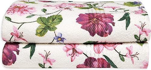 Miniatura 1 de Cackleberry Home Juego de 2 toallas de baño florales para baño, suaves, absorbentes, de algodón de rizo de 27 x 54 pulgadas (jardín de cabaña)