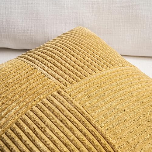 Miniatura 4 de Fancy Homi Fundas de almohada decorativas lumbares de color amarillo mostaza de 12 x 20 pulgadas para sala de estar, sofá cama, estilo rústico