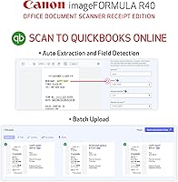 Vista 2 de Canon imageFORMULA R40 Escáner de documentos de oficina Edición para recibos, para PC y Mac, escaneo y extracción de datos a QuickBooks Online