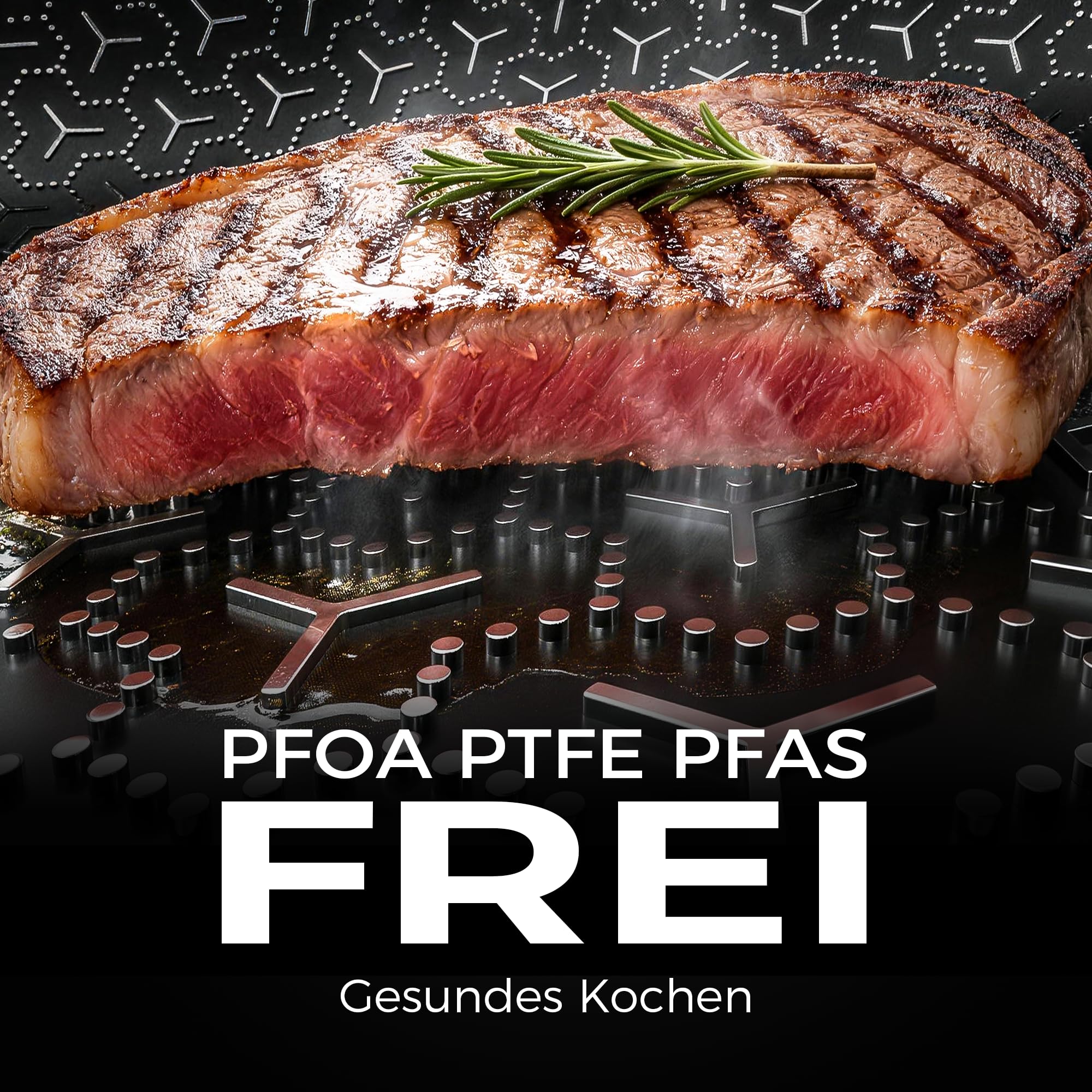 Edelstahlpfanne Pfannenset 2-teilig 24+28cm, DiamondTitan-Keramikbeschichtung, Antihaft Wabenpfanne, Pfanne induktion, Für alle Herdarten, Kühlbleibendem Griff, Spülmaschinenfest