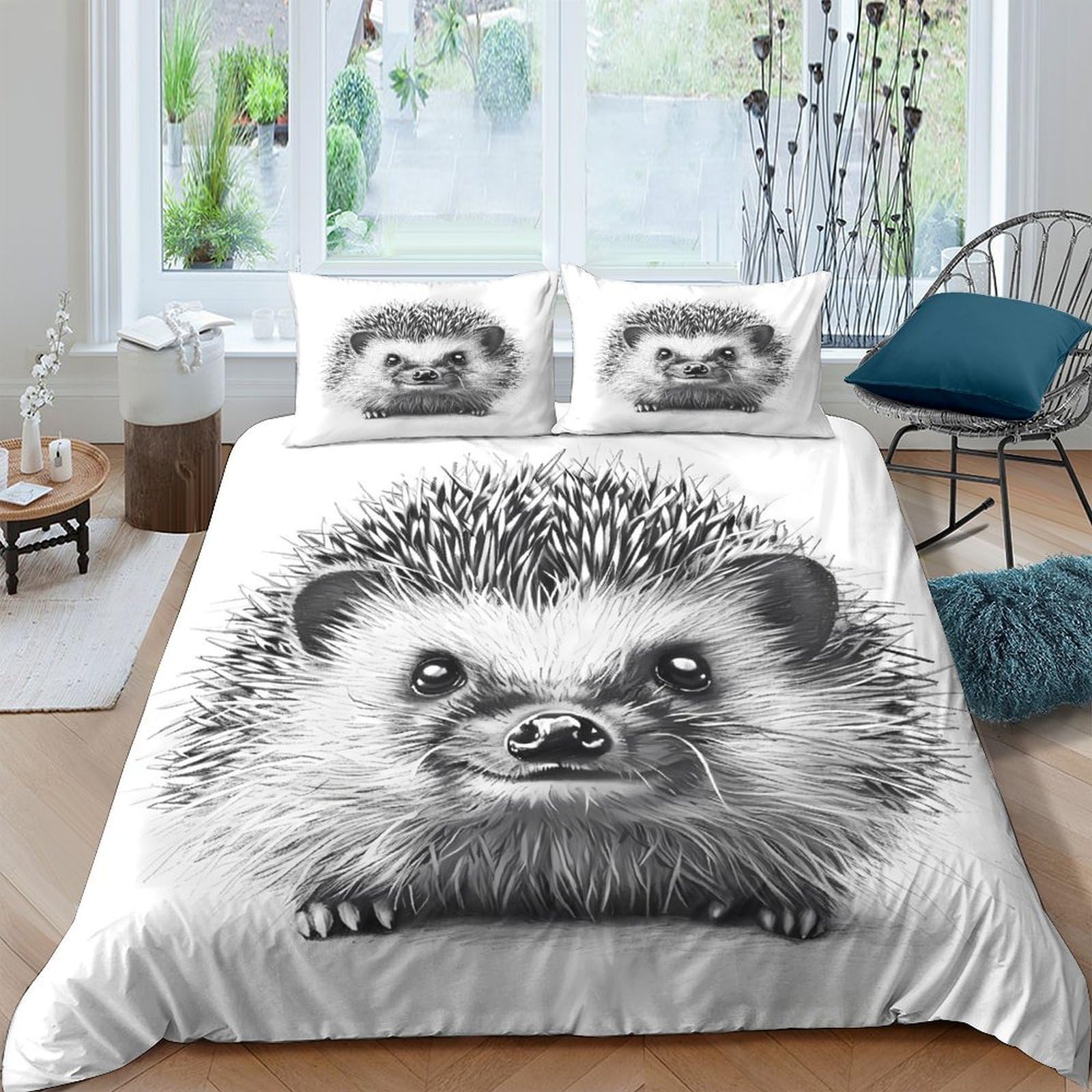 Ctjqhvkz Style-5 3D Printed Hedgehog Animal Fitted Sheet Microfiber Soft Bed Cover For Bedroom Dorm Mattress Decor Easy Care Single（135X200cm）