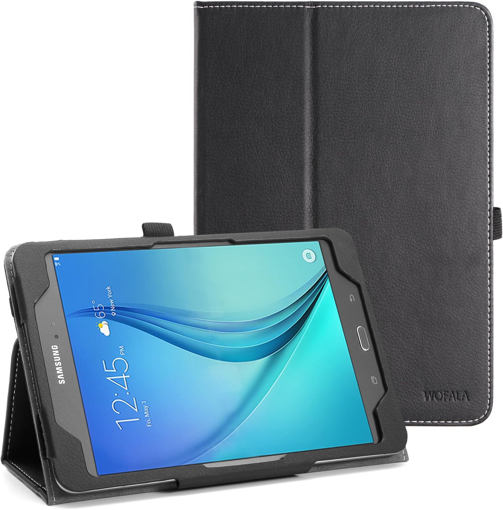 WOFALA Samsung Galaxy Tab A 8.0 Case - Ultra Slim Lightweight Smart Cover Stand Case With Auto Sleep/Wake Feature For Samsung Galaxy Tab A Tablet (8.0 inch Display, 2015 Version)-Black