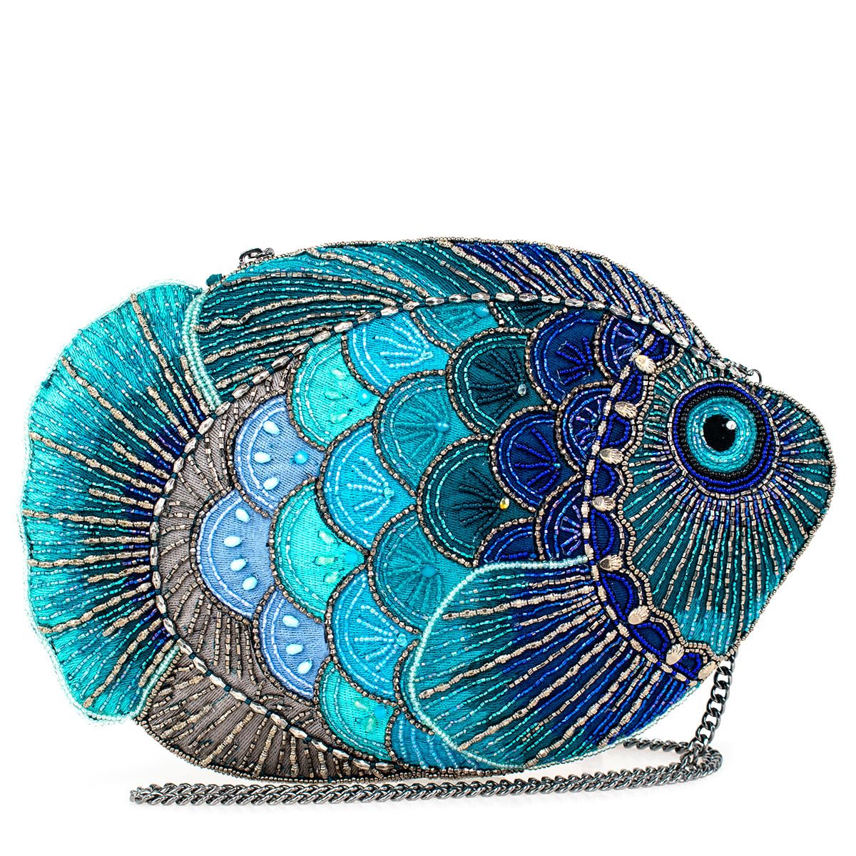 Mary FrancesGone Fishing Beaded Crossbody Handbag Clutch Novelty Evening Purse, Multicolor