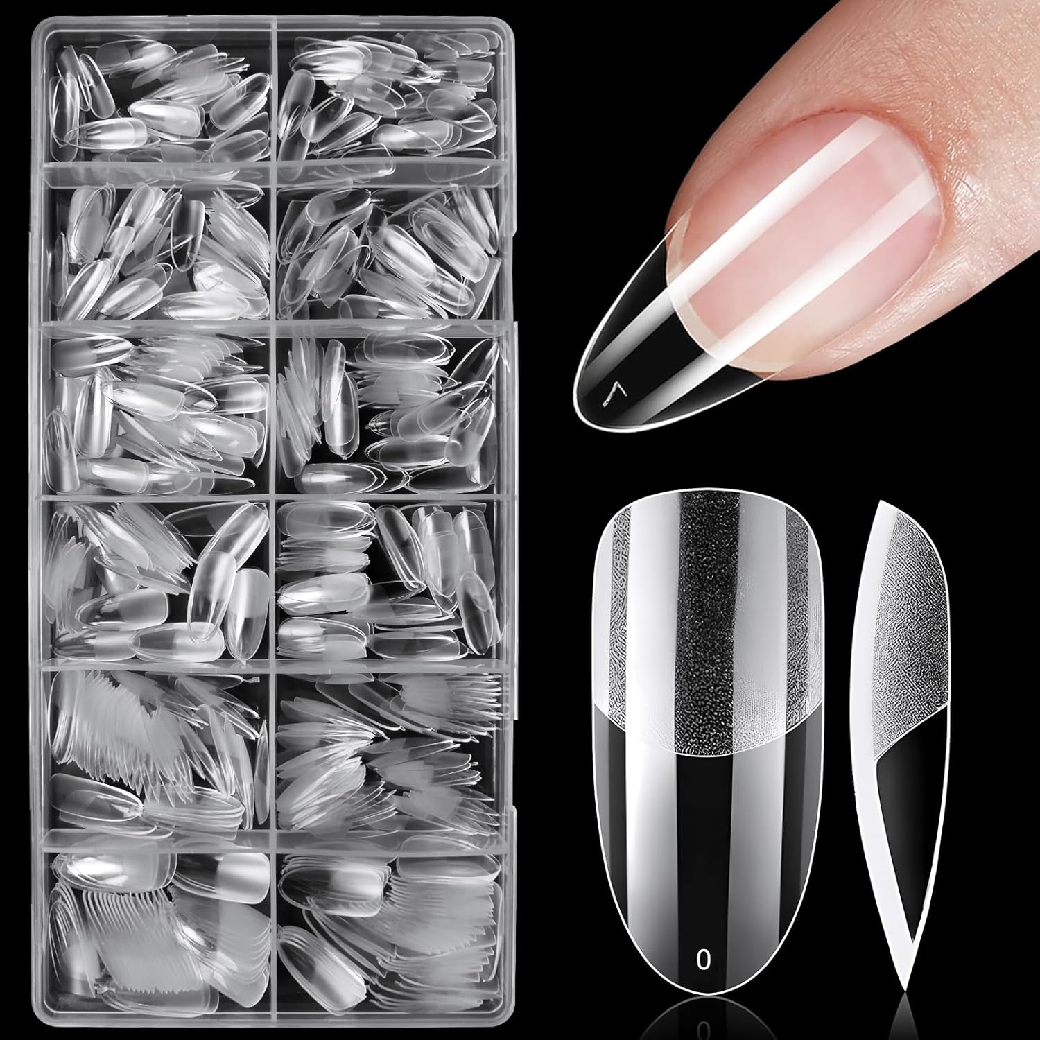 LoveOurHome 600pc Oval Nail Tips Medium Clear Press on Nails Soft Gel Nail Tips Full Cover False Nails Clear Gel Tip for Acrylic Nails Extension Press Nails Making Medium Oval