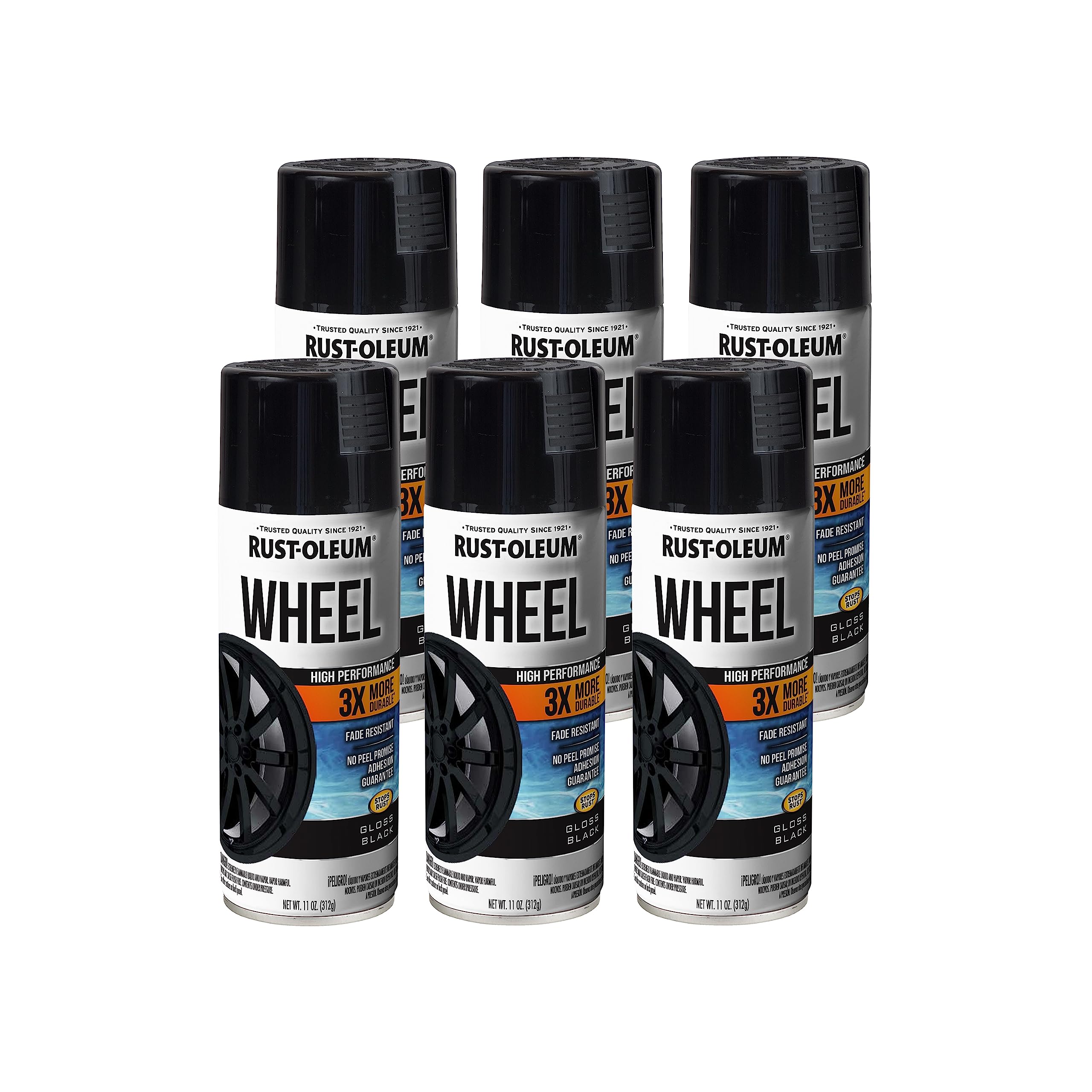 Rust-Oleum 368076-6PK High Performance Wheel Spray Paint, 11