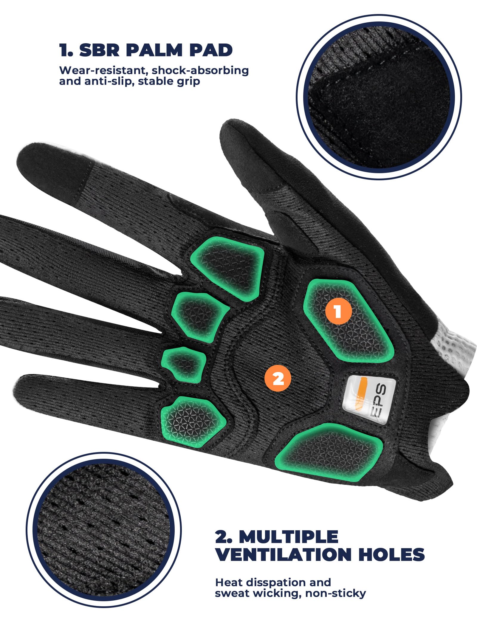 ROCKBROS Road to Sky Guantes de Ciclismo para Hombre con Palma SBR, Guantes Dedos Largos con Pantalla Táctil para Bicicleta Montaña Carretera