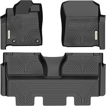 YITAMOTOR Gen2 Floor Mats Fits for 2014-2021 Toyota Tundra CrewMax Cab with Coverage Under 2nd Row Seat,All Weather Custom Fit Floor Liner for Tundra SR5/TRD/Limited TPE Front&Rear 2 Row Car Mats