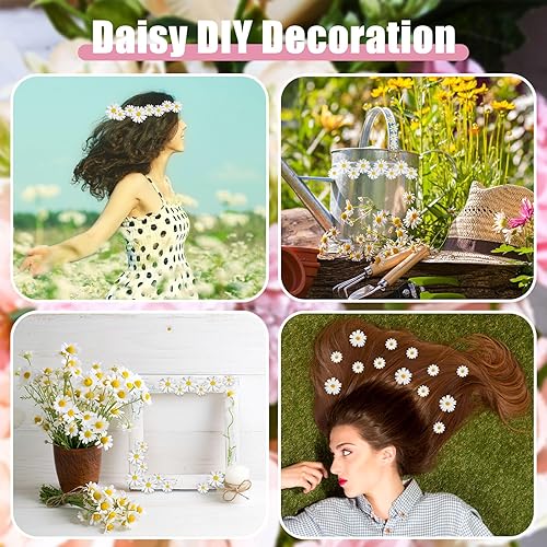 Miniatura 6 de 55 piezas de decoración de tartas de margaritas de crisantemo, margaritas y flores, para cumpleaños, bodas, suministros de despedida de soltera