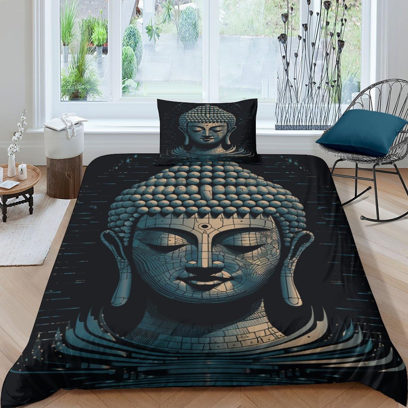 Housse de couette Bouddha 3D pour créer une ambiance zen et déco bouddhiste dans votre chambre
