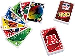 Mattel Games UNO NFL Jeu de cartes dans le stockage & L'étain de voyage pour enfants, adultes & Soirée en famille, Caractéristiques Logos of All 32 NFL Équipes & Règle spéciale avec NFL Logos de l'équipe & Règles spéciales pour les enfants, les adolescents & Soirée de jeux en famille, Âges 7+, 2-10 Joueurs (Amazon Exclusi