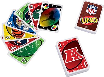 Mattel Games UNO NFL Card Game with Storage Tin, Ages 7+ | With NFL Team Logos & Special Rules for Kids, Teens & Family Game Night, Ages 7+, 2-10 Players