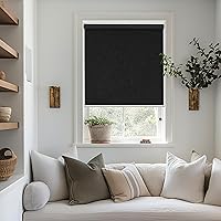 Vista 18 de ChrisDowa Persianas enrollables 100% oscurecedoras sin cadena, con tela jacquard a rayas, aislamiento térmico, protección UV, persianas opacas