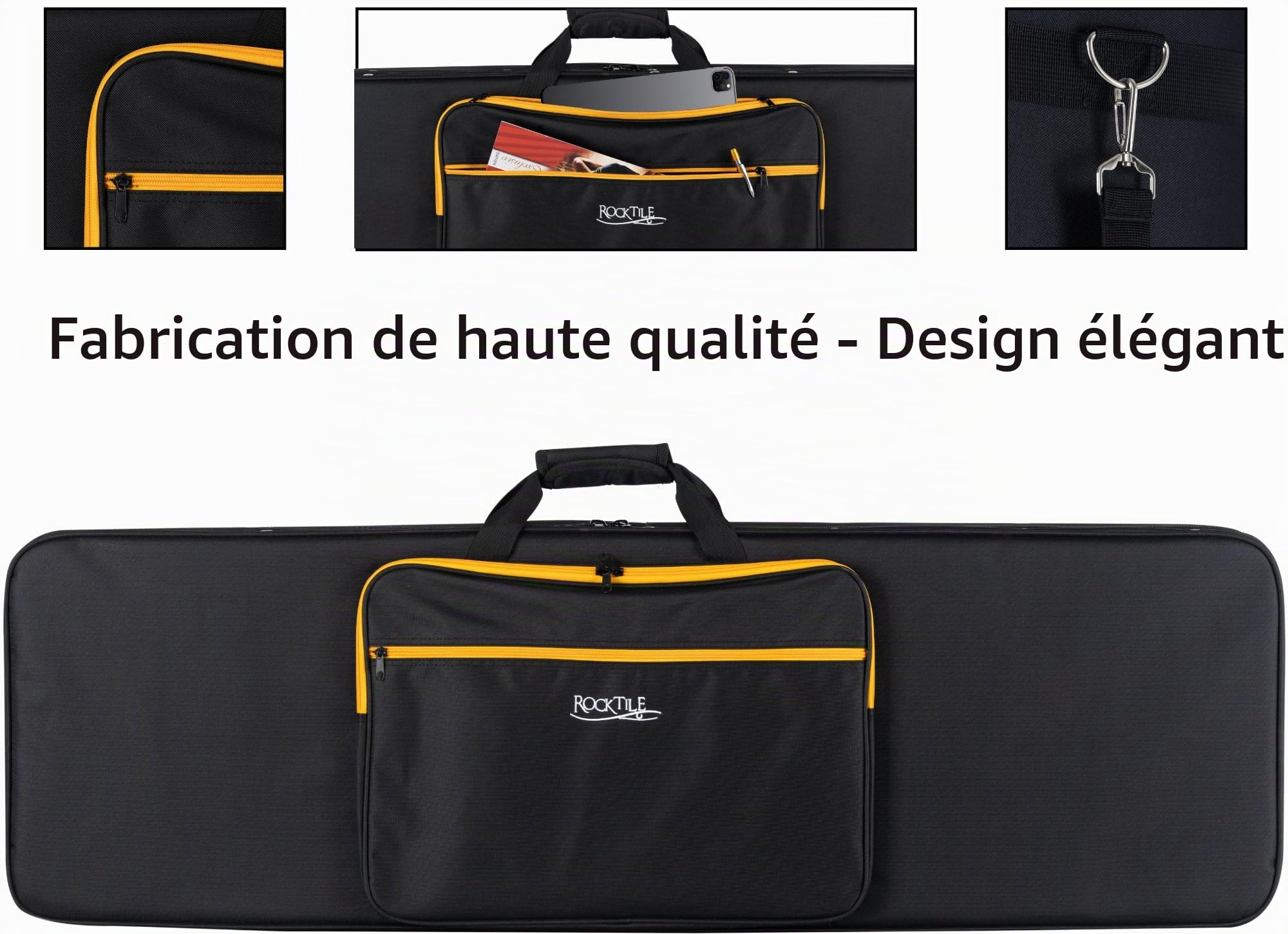 Rocktile EBSCR-2122BK Étui Souple Basse Électrique - Étui Légèr Maniable pour Toutes Les Basses Électriques Courantes (4/5 Cordes)